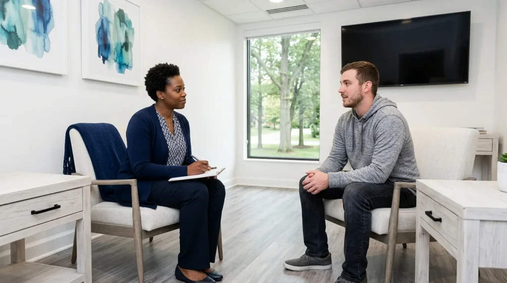 Adderall Addiction Treatment Session With a Clinician and Adult Patient at Recreate Behavioral Health of Ohio | Recreate Behavioral Health of Ohio