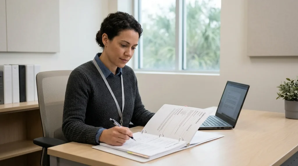 Clinical Team Member Reviewing a Treatment Plan for Prescription Drug Addiction | Recreate Behavioral Health of Ohio