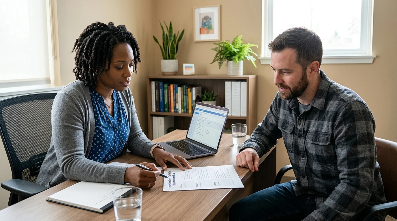 Clinician and Patient Reviewing a Medication-Assisted Treatment Plan Together | Recreate Behavioral Health of Ohio