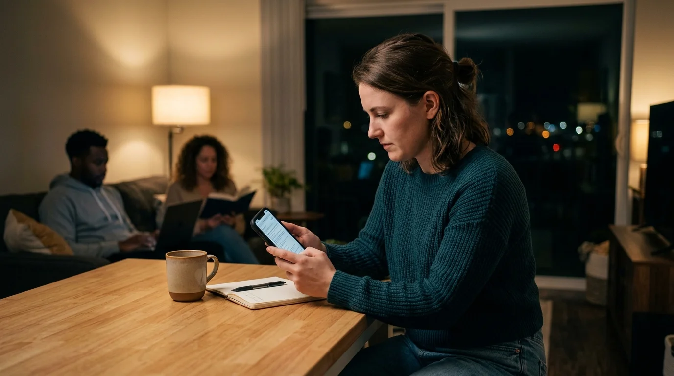 Family Member Holding a Phone While Researching Ohio Addiction Treatment Centers at Night | Recreate Ohio