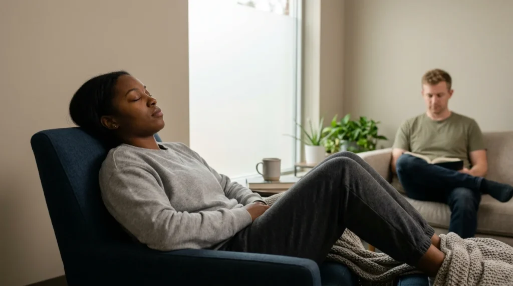 Person Resting in a Quiet Room During Medically Supervised Opioid Detox | Recreate Behavioral Health of Ohio