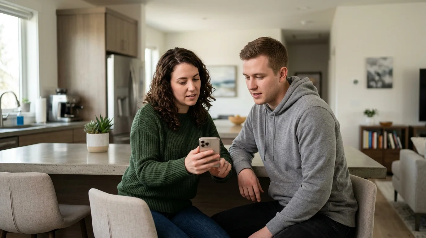 Sibling Holding a Phone While Learning About Residential Detox Options | Recreate Behavioral Health of Ohio